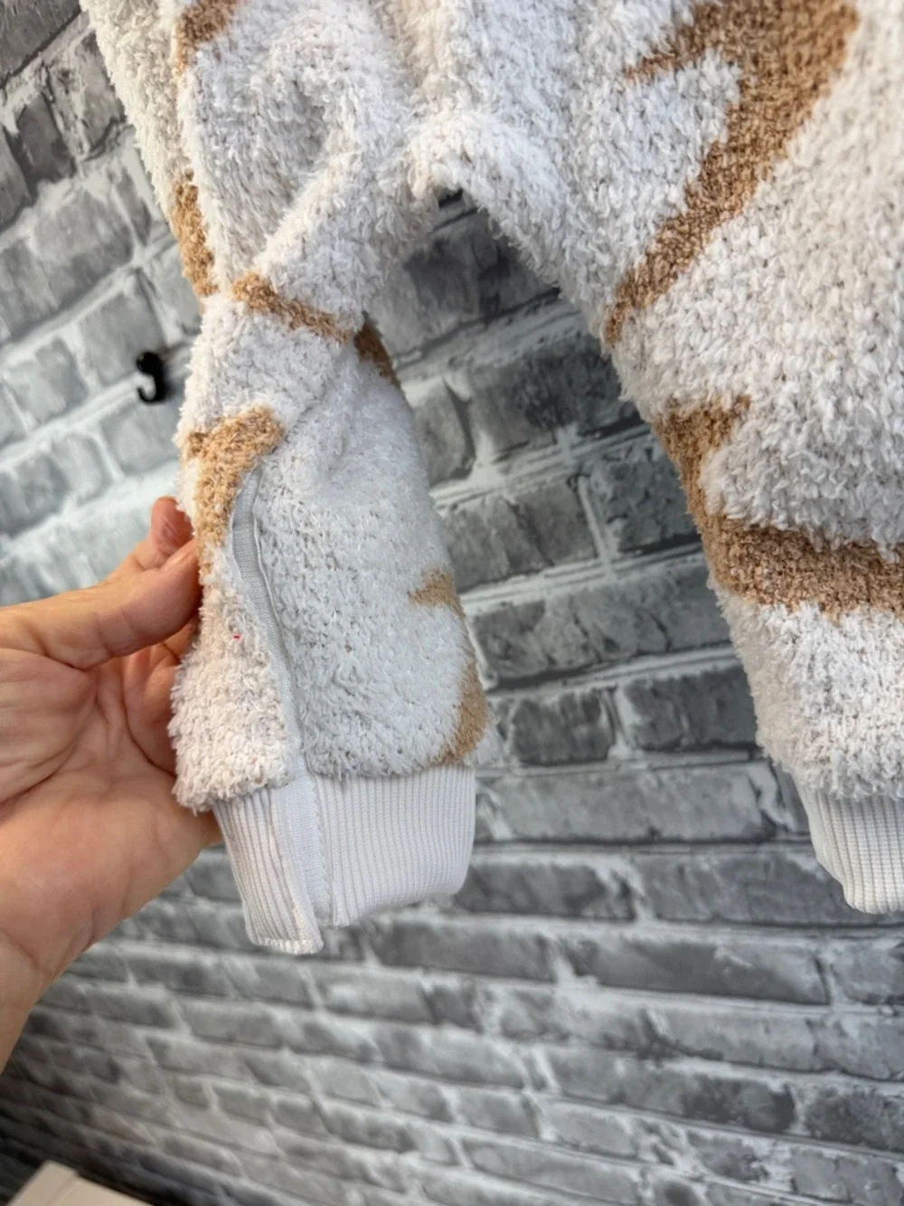 NWT Nike Cream‎ Sherpa One-Piece with Tan Swoosh Print romper